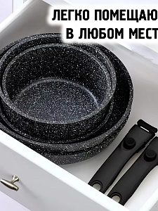 Набор посуды для приготовления с крышками Черный Огонёк OG-HOG14